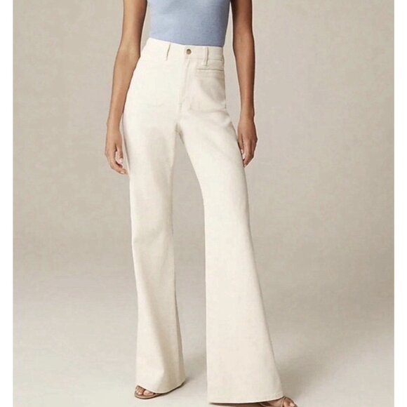 J.CREW Denim - High Rise Flare Jeans Ecru Cream Denim J.Crew ’96 Flare Stretch Women 29 NWT